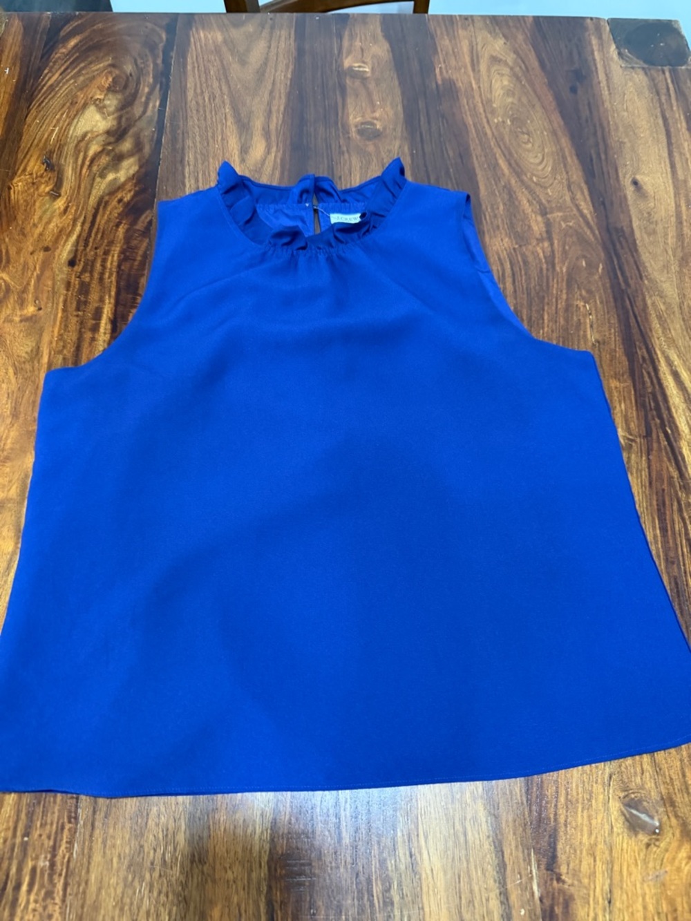 J.Crew Sleeveless Ruffle-Neck Top - Royal Blue, Lined